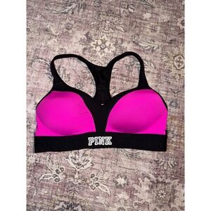 PINK Victoria's Secret Ultimate Push Up Sports Bra Black Hot Pink L